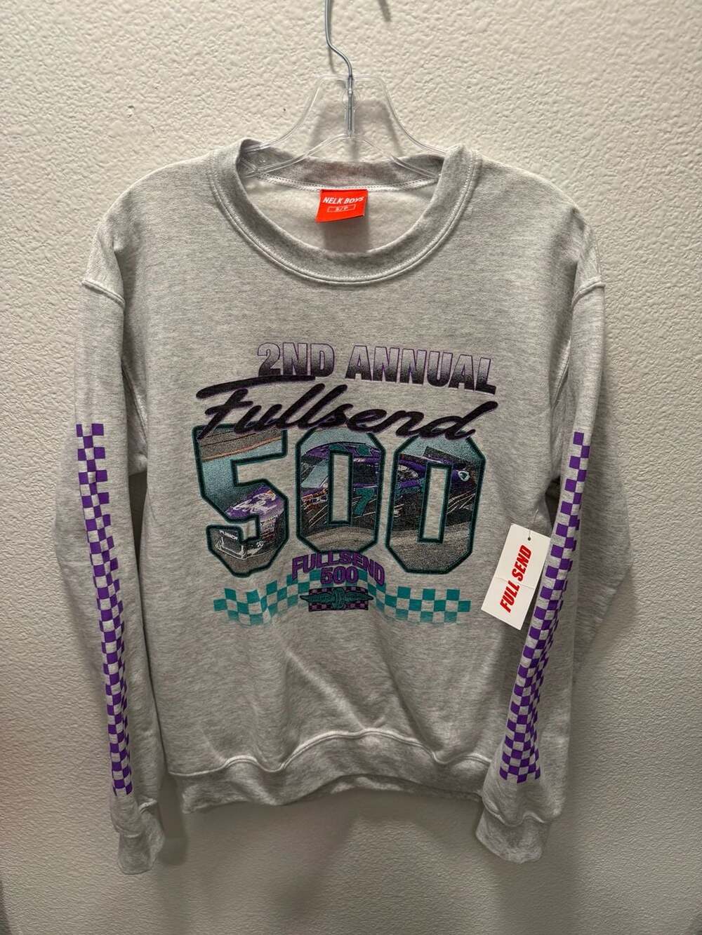 Nelk Boys 2nd Annual Full Send 500 Sweatshirt Size Small Grey